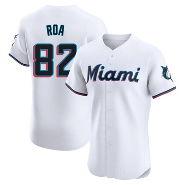 White Elite Christian Roa Men's Miami Marlins Home Jersey