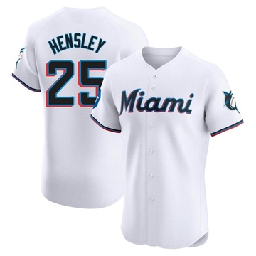 White Elite David Hensley Men's Miami Marlins Home Patch Jersey