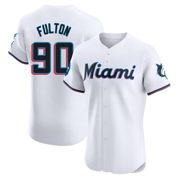 White Elite Dax Fulton Men's Miami Marlins Home Patch Jersey