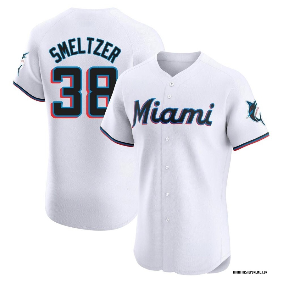 White Elite Devin Smeltzer Men's Miami Marlins Home Jersey
