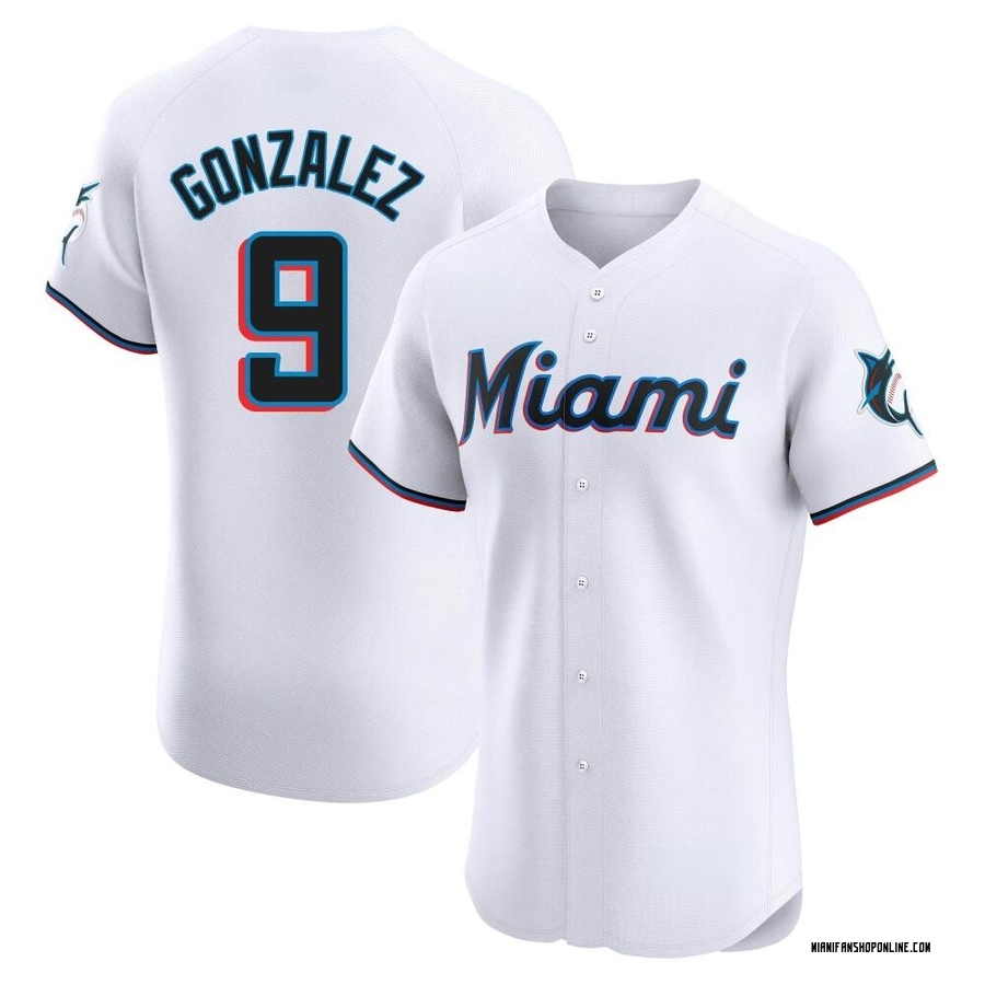 White Elite Erik Gonzalez Men's Miami Marlins Home Jersey