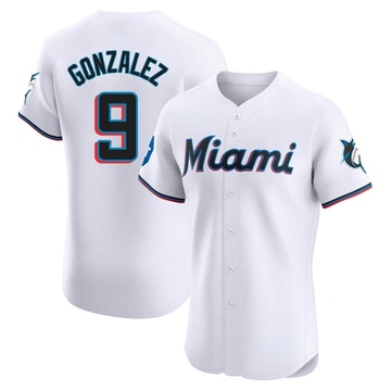 White Elite Erik Gonzalez Men's Miami Marlins Home Patch Jersey