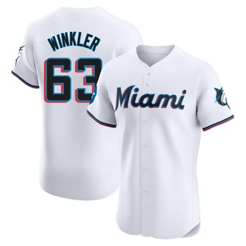 White Elite Jack Winkler Men's Miami Marlins Home Patch Jersey