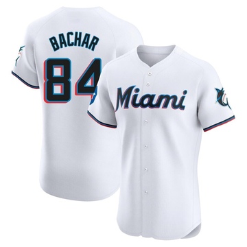 White Elite Lake Bachar Men's Miami Marlins Home Patch Jersey