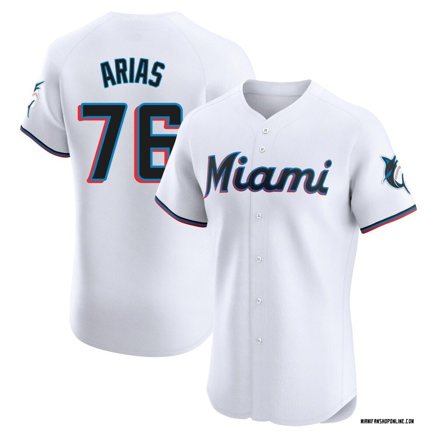 White Elite Luarbert Arias Men's Miami Marlins Home Jersey