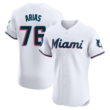 White Elite Luarbert Arias Men's Miami Marlins Home Patch Jersey