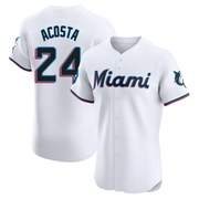 White Elite Maximo Acosta Men's Miami Marlins Home Patch Jersey