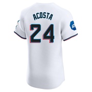 White Elite Maximo Acosta Men's Miami Marlins Home Patch Jersey