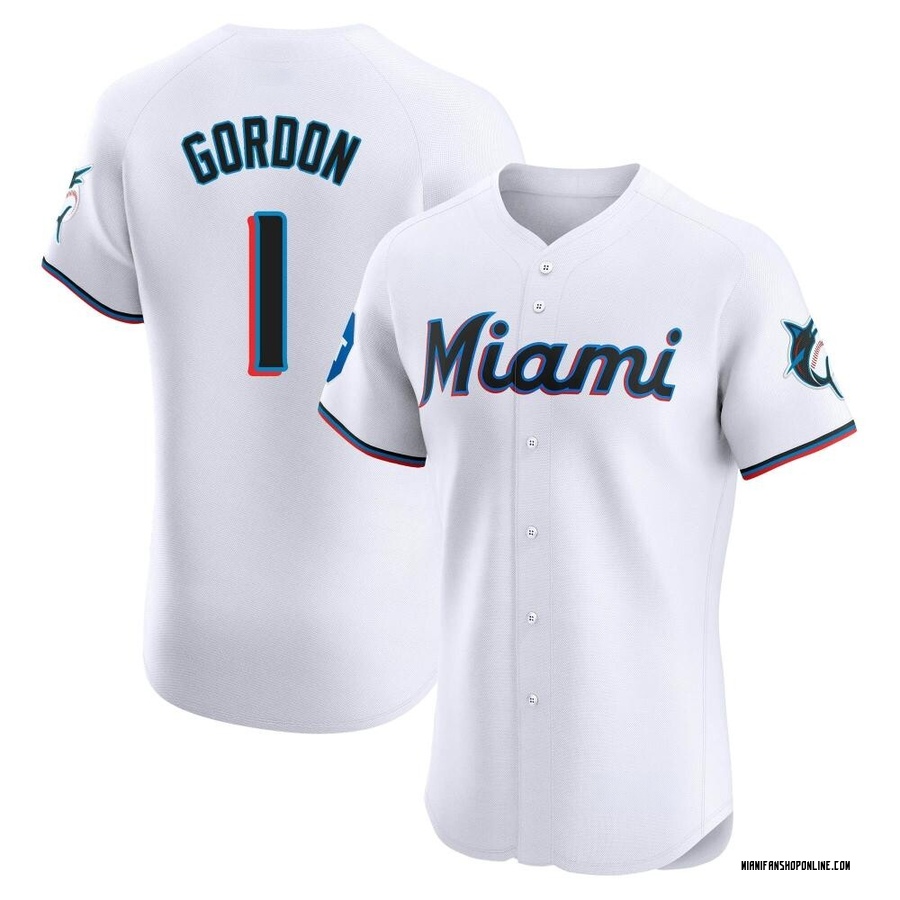 White Elite Nick Gordon Men's Miami Marlins Home Patch Jersey