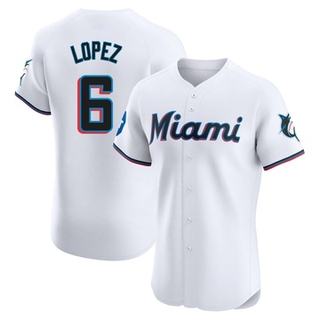 White Elite Otto Lopez Men's Miami Marlins Home Patch Jersey