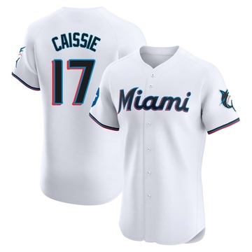 White Elite Owen Caissie Men's Miami Marlins Home Patch Jersey