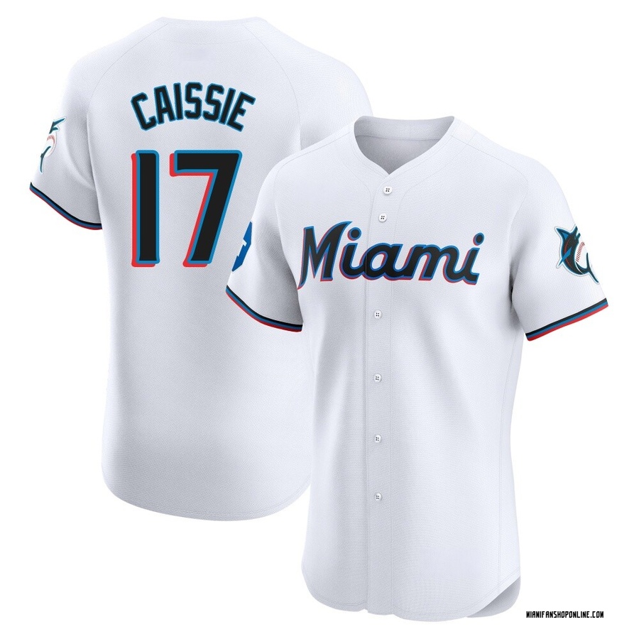White Elite Owen Caissie Men's Miami Marlins Home Patch Jersey