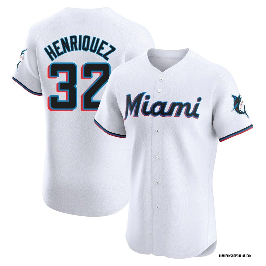 White Elite Ronny Henriquez Men's Miami Marlins Home Jersey
