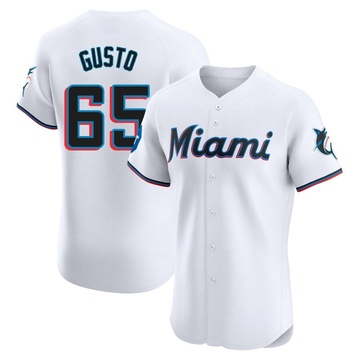 White Elite Ryan Gusto Men's Miami Marlins Home Patch Jersey