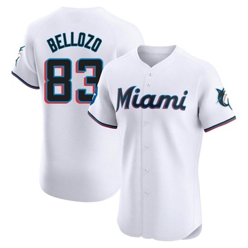 White Elite Valente Bellozo Men's Miami Marlins Home Patch Jersey