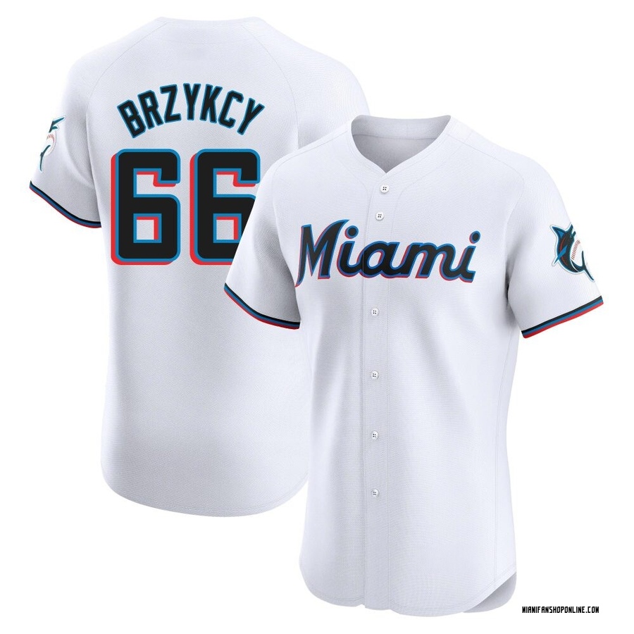 White Elite Zach Brzykcy Men's Miami Marlins Home Jersey
