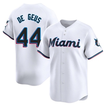 White Limited Brett de Geus Youth Miami Marlins Home Jersey