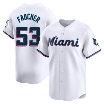 White Limited Calvin Faucher Men's Miami Marlins Home Jersey
