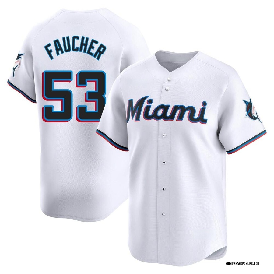 White Limited Calvin Faucher Men's Miami Marlins Home Jersey