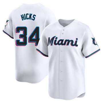 White Limited Liam Hicks Youth Miami Marlins Home Jersey