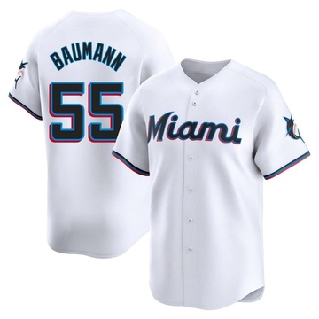 White Limited Mike Baumann Men's Miami Marlins Home Jersey