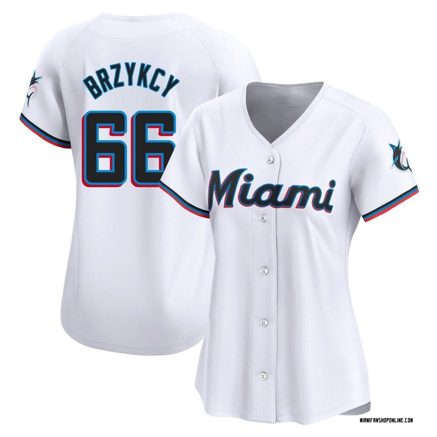 White Limited Zach Brzykcy Women's Miami Marlins Home Jersey