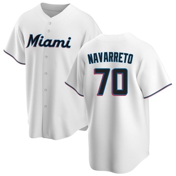 White Replica Brian Navarreto Youth Miami Marlins Home Jersey