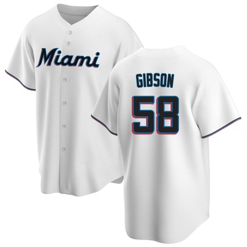 White Replica Cade Gibson Men's Miami Marlins Home Jersey