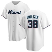 White Replica Devin Smeltzer Men's Miami Marlins Home Jersey