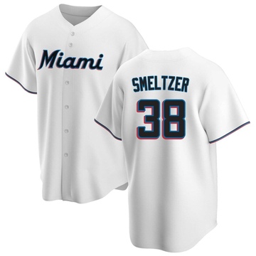White Replica Devin Smeltzer Men's Miami Marlins Home Jersey