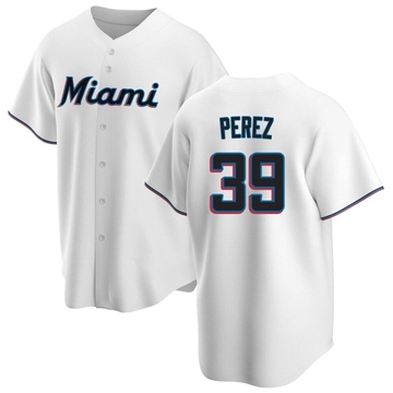 White Replica Eury Perez Youth Miami Marlins Home Jersey