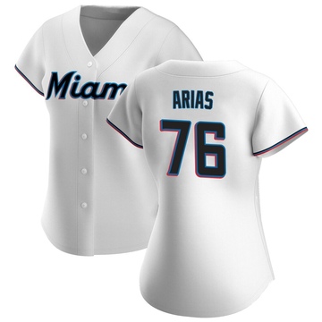 White Replica Luarbert Arias Women's Miami Marlins Home Jersey