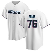 White Replica Luarbert Arias Youth Miami Marlins Home Jersey