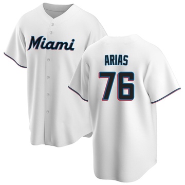 White Replica Luarbert Arias Youth Miami Marlins Home Jersey