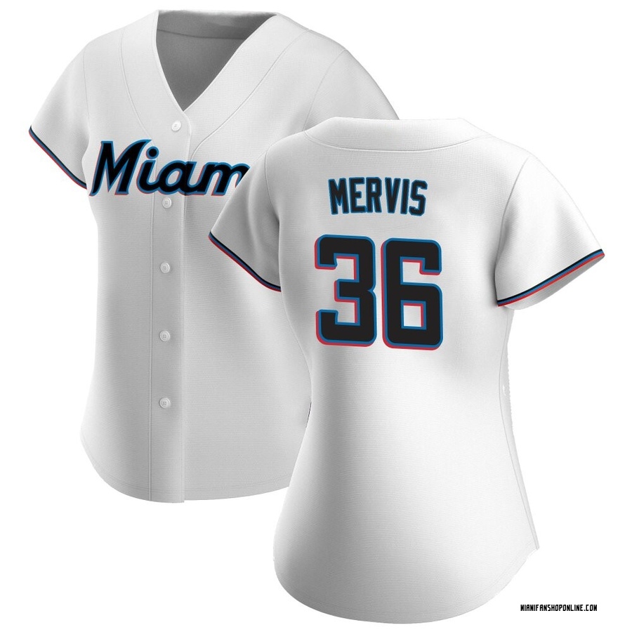 White Replica Matt Mervis Women's Miami Marlins Home Jersey
