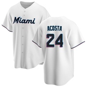 White Replica Maximo Acosta Youth Miami Marlins Home Jersey