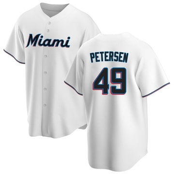 White Replica Michael Petersen Men's Miami Marlins Home Jersey