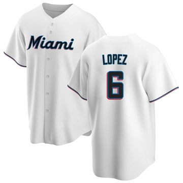White Replica Otto Lopez Men's Miami Marlins Home Jersey