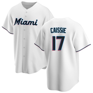 White Replica Owen Caissie Youth Miami Marlins Home Jersey
