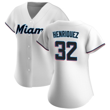 White Replica Ronny Henriquez Women's Miami Marlins Home Jersey