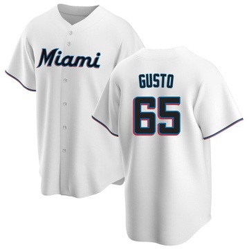 White Replica Ryan Gusto Men's Miami Marlins Home Jersey