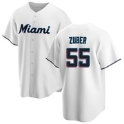 White Replica Tyler Zuber Men's Miami Marlins Home Jersey