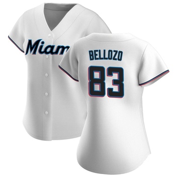 White Replica Valente Bellozo Women's Miami Marlins Home Jersey
