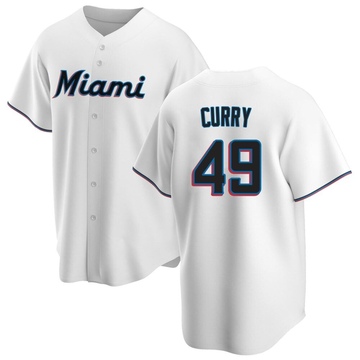 White Replica Xzavion Curry Men's Miami Marlins Home Jersey