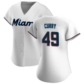 White Replica Xzavion Curry Women's Miami Marlins Home Jersey