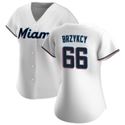 White Replica Zach Brzykcy Women's Miami Marlins Home Jersey